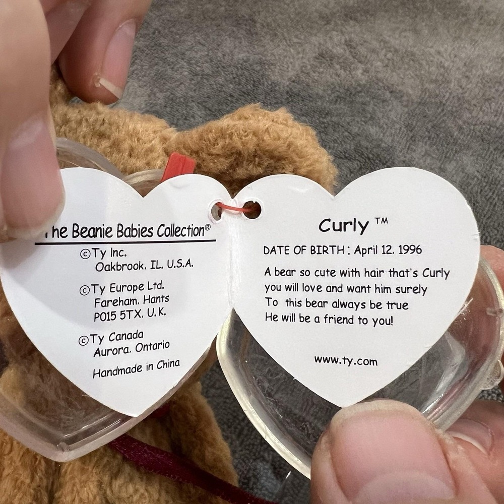 Ty Beanie Babies Curly The Bear - Rare With Errors (style #, No 4052, Oakbrook) - Picture 6 of 12